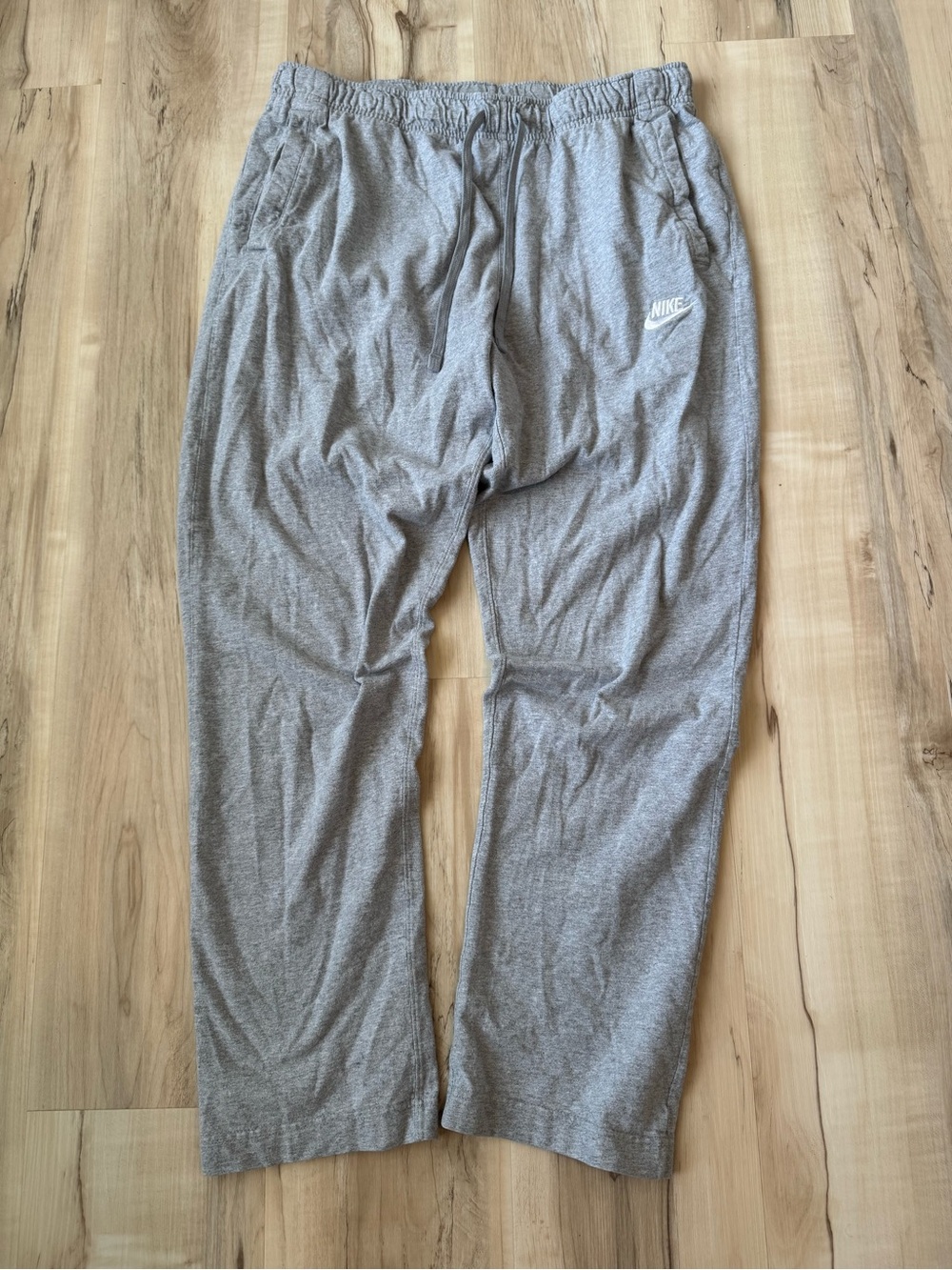 Nike Mens Gray Athletic Sweatpants Drawstring Jersey Lounge Pants XL L